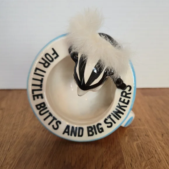 Vintage 50s Japan Skunk Ashtray Anthropomorphic Ceramic, Gift Novelties Kitsch - Picture 5 of 7